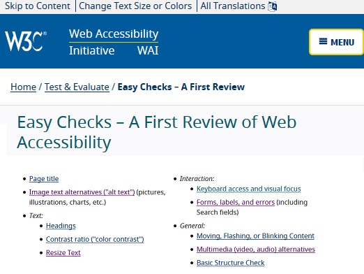 Web Accessibility Easy Checks W3C