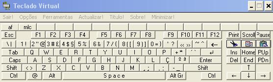Ecr do Teclado Virtual Virtec
