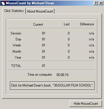 Ecrã do Mouse Count